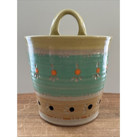 Studio Art Pottery Wall Pocket Hanging Vase Pot Decor Handcrafted Beach Colorful - Picture 2 of 5